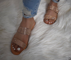 Rose Gold Diamante Glamour Sandal