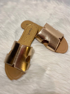 Rose Gold Metallic Slide in Sandals