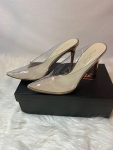 Gold Slip-On Clear Stiletto