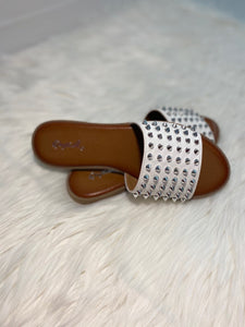 White Studded Slides