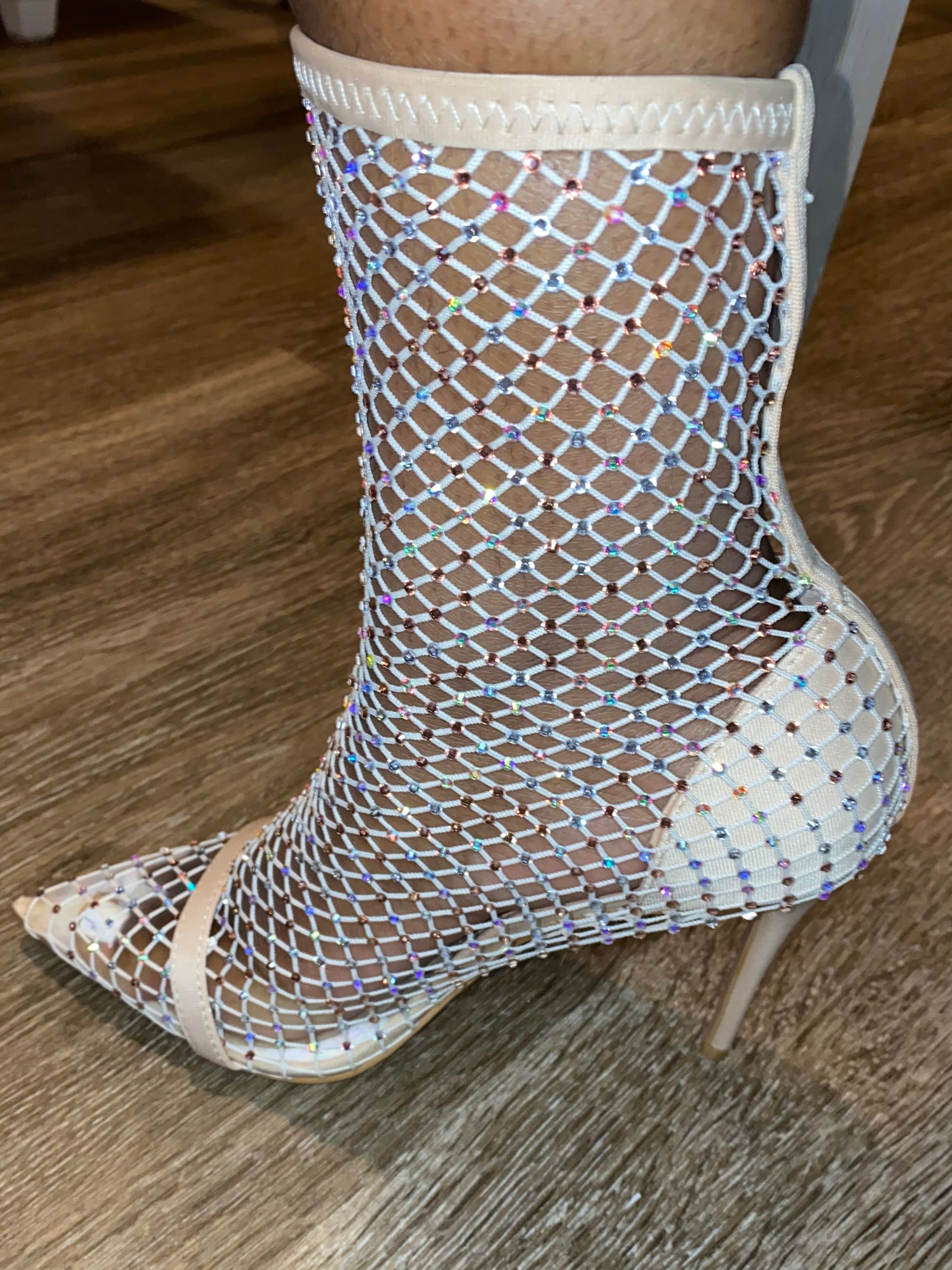 Rhinestone Sparkle Fishnet Heels